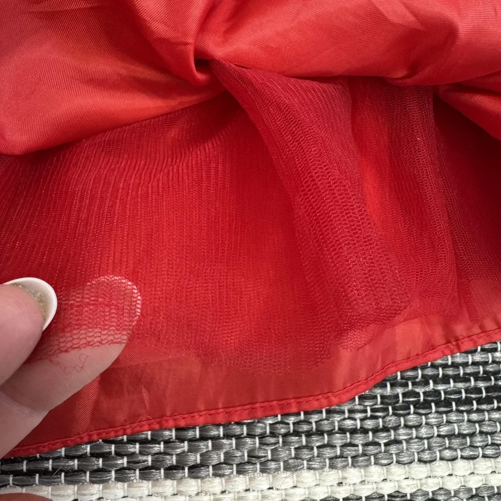 Ralph Lauren Dress Girls‎ 6 Red Corduroy Velvet Waist Puff Sleeve Lined Holiday